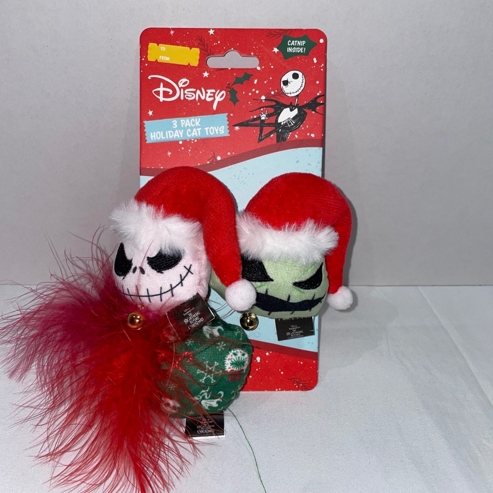 Disney Nightmare Before Christmas 3 Pack Holiday Cat Toys Jack Oogie Catnip New